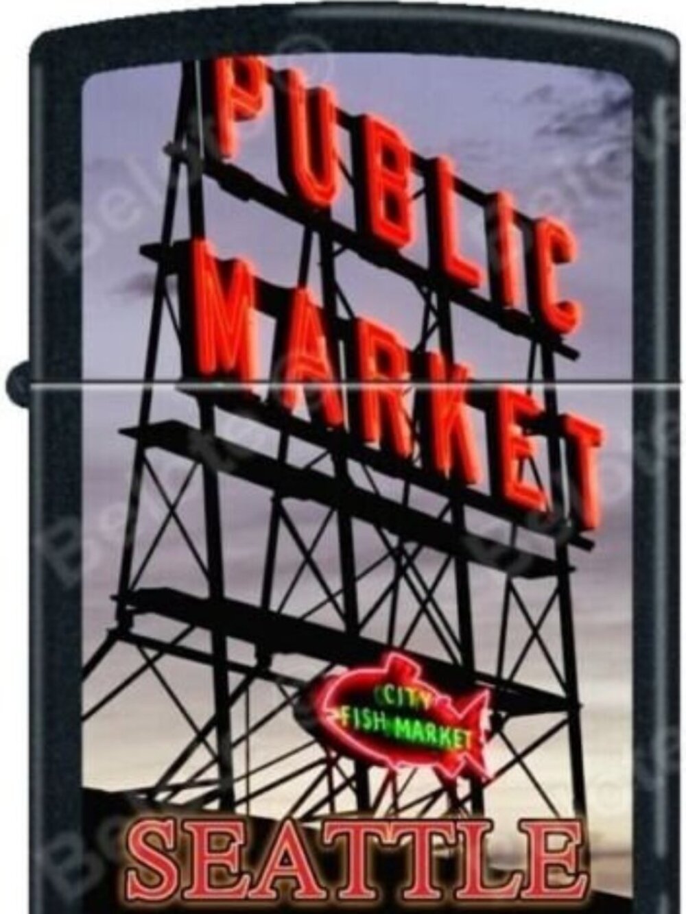 Black Seattle Pike Street Market Zippo Lighter